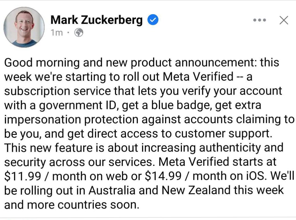 Facebook's Blue Verification Tick