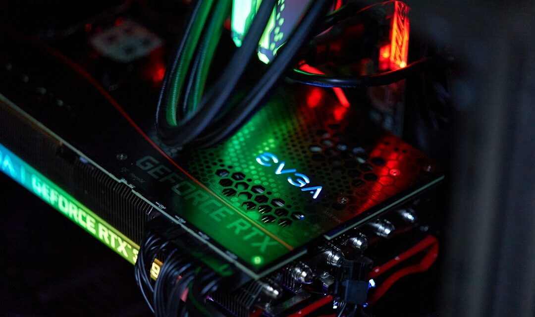 Black and green audio mixer