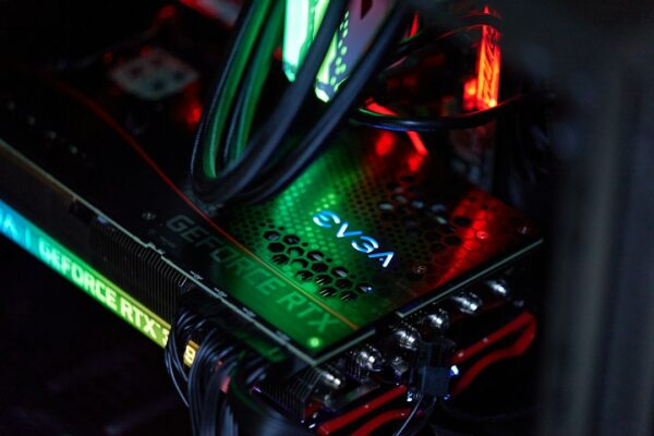 Black and green audio mixer