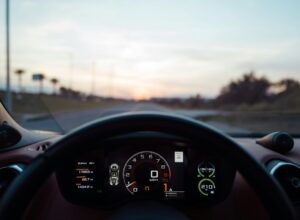 Black car instrument panel cluster