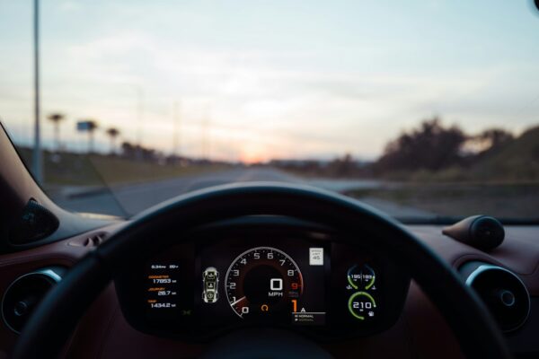 Black car instrument panel cluster