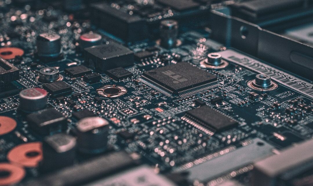 Macro photography of black circuit board