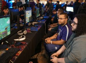 Group of people playing online games