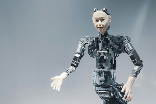 A robot that is standing in the air