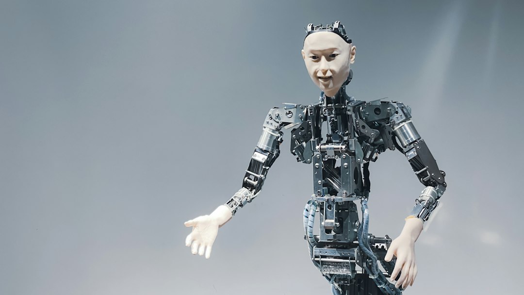 A robot that is standing in the air