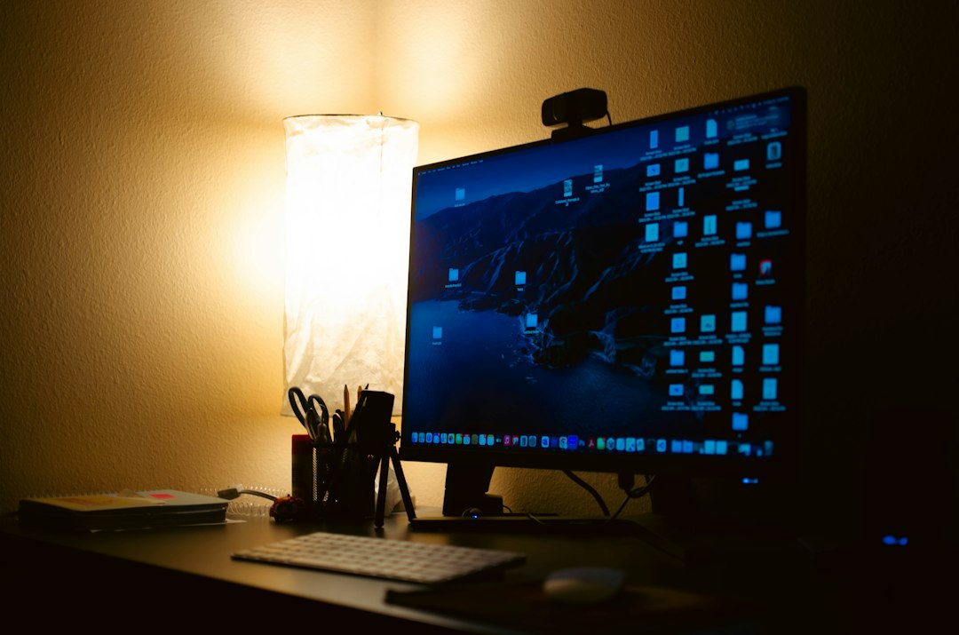 A computer monitor and keyboard
