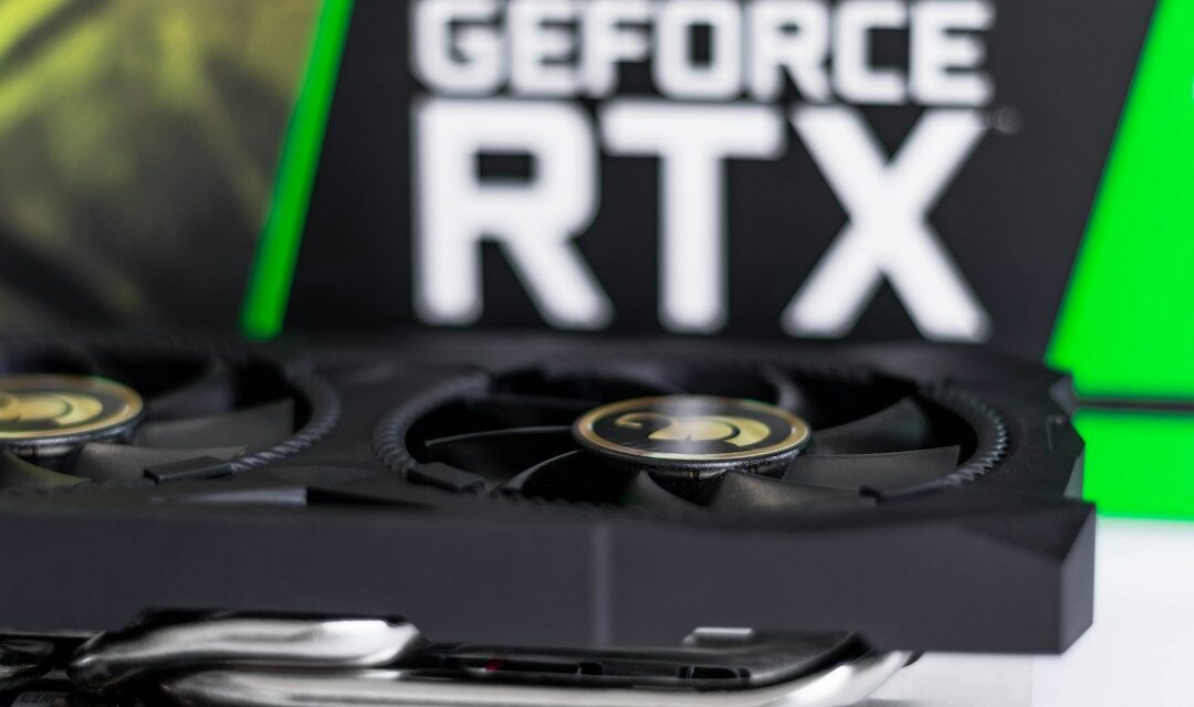 A close up of a graphics card on a table