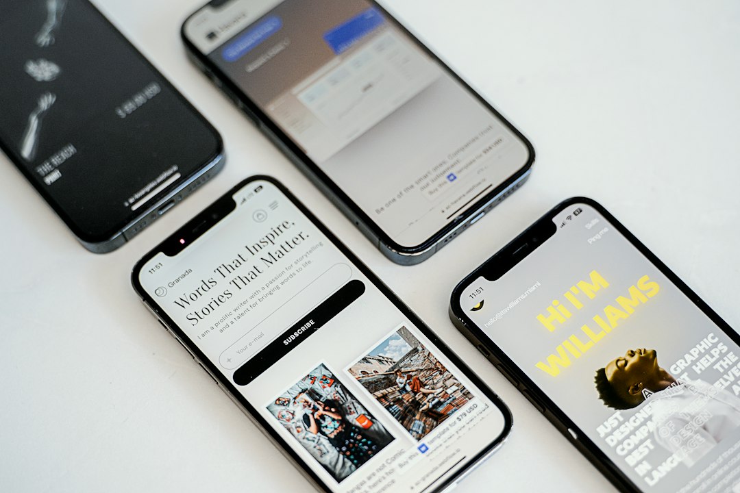 Three different cell phones sitting next to each other