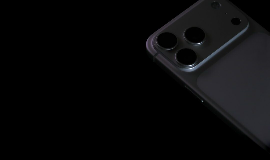Close-up of a dark smartphone camera array