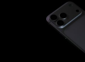 Close-up of a dark smartphone camera array