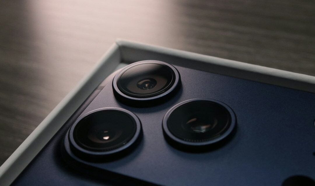 Close-up of a smartphone's triple camera system