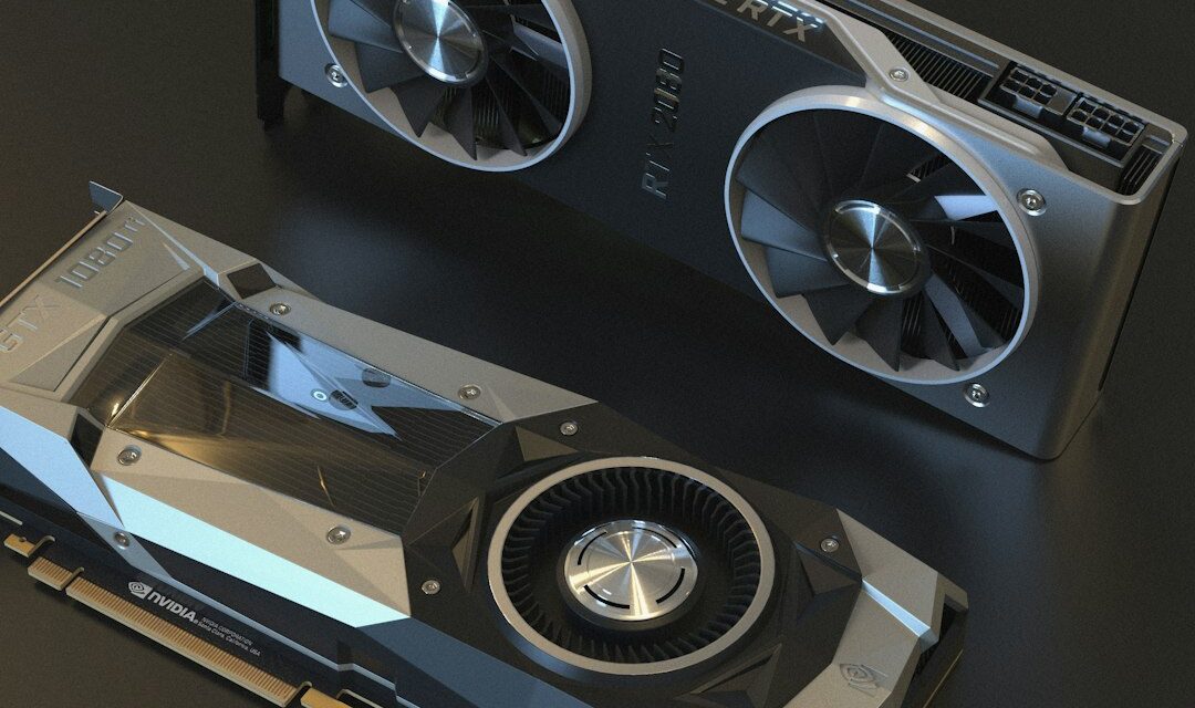 A close up of a graphics card on a table
