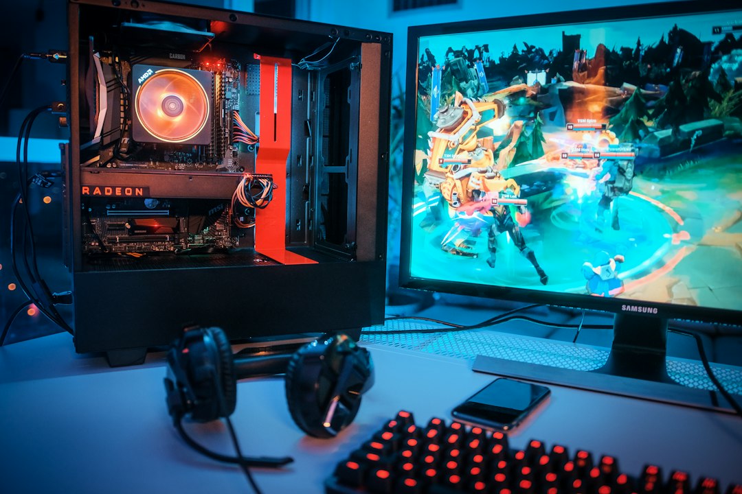 A computer with a couple of monitors