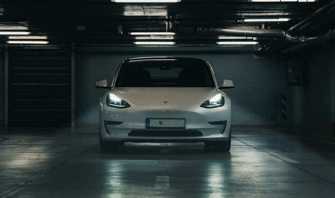 A car parked in a garage
